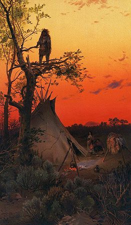 托马斯·莫兰（Thomas Moran）著《了望》（On the Lookout）。犹他州犹他州乌特营。（1881）