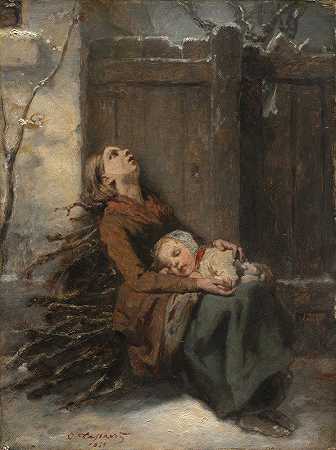 Octave Tassaert的《冬天抱着熟睡的孩子的可怜的死去的母亲》