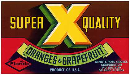 “Super X Quality橘子和葡萄柚标签”
