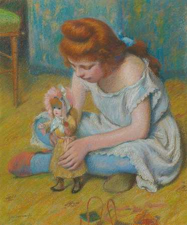费德里科·赞多梅内吉的《玩洋娃娃的孩子》