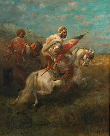 阿道夫·施雷耶的《骑马的两个侦察兵》