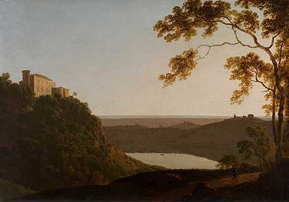 “内米湖，德比的约瑟夫·赖特的日落”