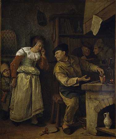《一个金匠在公证人面前熔化一个女人的珠宝》，《炼金术士》，作者：Jan Steen