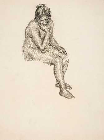 阿尔弗雷德·威廉·芬奇的《模特练习，坐着的女人》