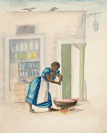 弗朗西斯科·费罗的《印度女人在火上搅动水壶》