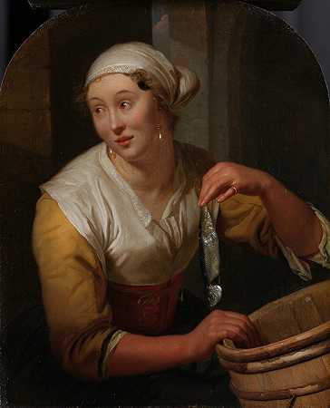 Godfried Schalcken的《卖鲱鱼的女人》