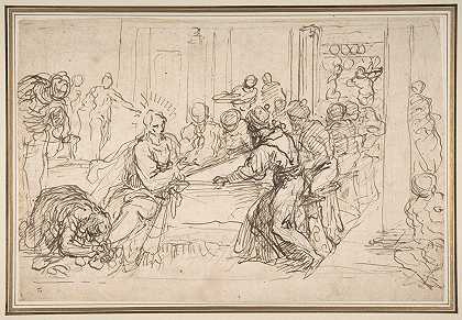 《忏悔的女人在法利赛人西蒙的餐桌上涂鸦基督的脚》