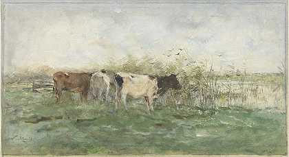 威廉·马里斯的《湖边的奶牛》