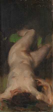 卡尔·冯·马尔（Carl Von Marr）的《裸体躺在绿色布上》