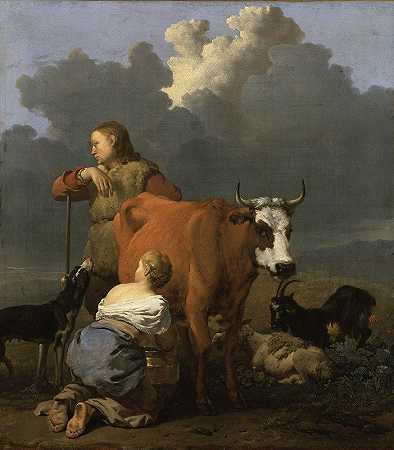 《挤奶的农民女孩》作者：Karel Dujardin