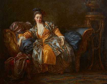 让-巴蒂斯特·勒·普林斯的《一个坐在沙发上的女人的肖像》
