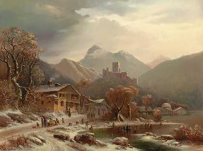 安东·多尔（Anton Doll）的《冬季田园诗》（Tyrol），可观赏克罗普斯堡遗址