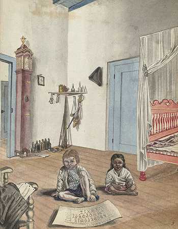 Jan Brandes的《与儿子Jantje和slavinnetje Bietja的卧室》