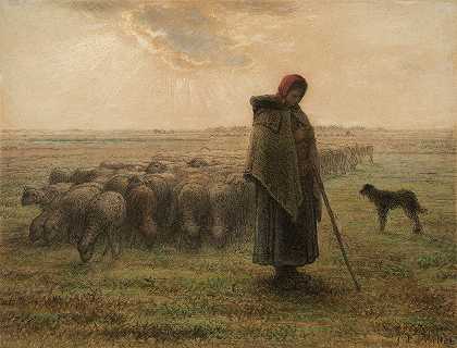 让-弗朗索瓦·米勒的《牧羊女和她的羊群》