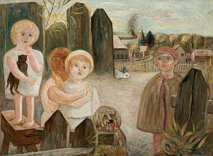 塔德乌什·马科夫斯基的《村庄后院里的孩子》