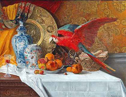 阿德里安·莫罗的《鹦鹉的大静物》