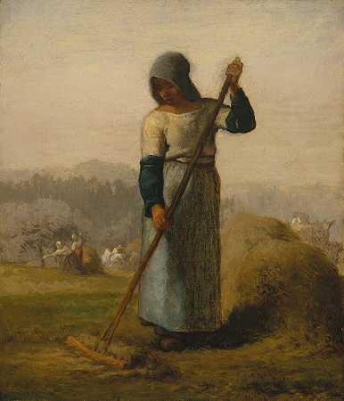 让-弗朗索瓦·米勒的《拿着耙子的女人》