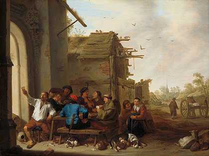 《乡村客栈前的人物》（Cornelis Saftleven）