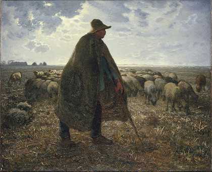 让-弗朗索瓦·米勒的《牧羊人照看他的羊群》