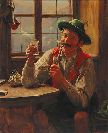 埃米尔·劳的《带烟斗的年轻农民》