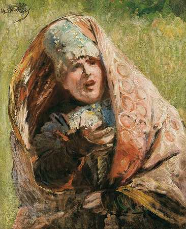 康斯坦丁·埃戈罗维奇·马可夫斯基的《一个农民妇女的肖像对下诺夫哥罗德（1894-1896）人民的吸引力的研究》
