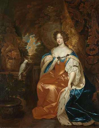 “玛丽·斯图尔特（1662-95）的肖像，威廉王子三世的妻子，卡斯帕·内舍尔