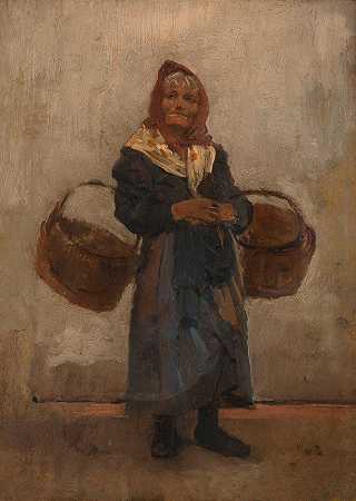 塞西尔·范·哈宁（Cecil van Haanen）的《带篮子的老妇人》（威尼斯商人）