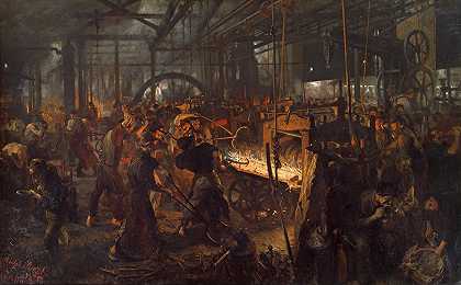 阿道夫·门采尔（Adolph von Menzel）的《炼铁厂（现代独眼巨人）》
