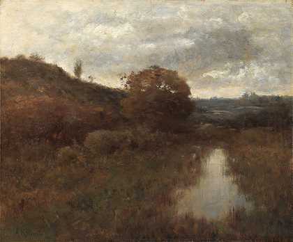 亚历山大·赫尔维格·怀恩特的《秋天的风景与泳池》