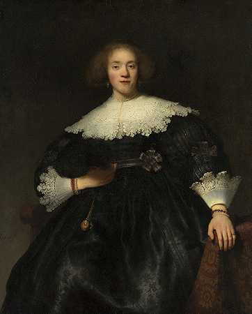 伦勃朗·范·里恩（Rembrandt van Rijn）的《拿着扇子的年轻女子肖像》