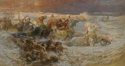 弗雷德里克·阿瑟·布里奇曼《法老和他的军队被红海吞噬》