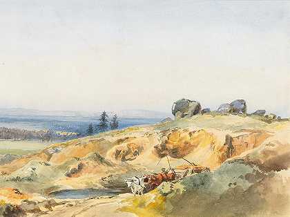 爱德华·西奥多·康普顿（Edward Theodore Compton）的《狭窄小路和牛车的风景》