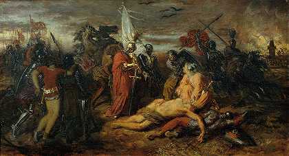 “鲁道夫·冯·哈布斯堡在安东·罗马科的波希米亚国王Přemysl Ottokar的尸体上