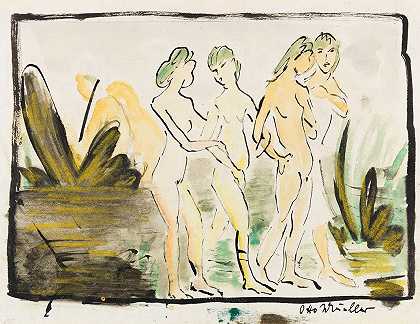 奥托·穆勒（Otto Mueller）的《莫里茨堡湖畔的沐浴者》