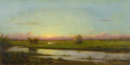 马丁·约翰逊·海德的《日落在纽伯里波特草地上》