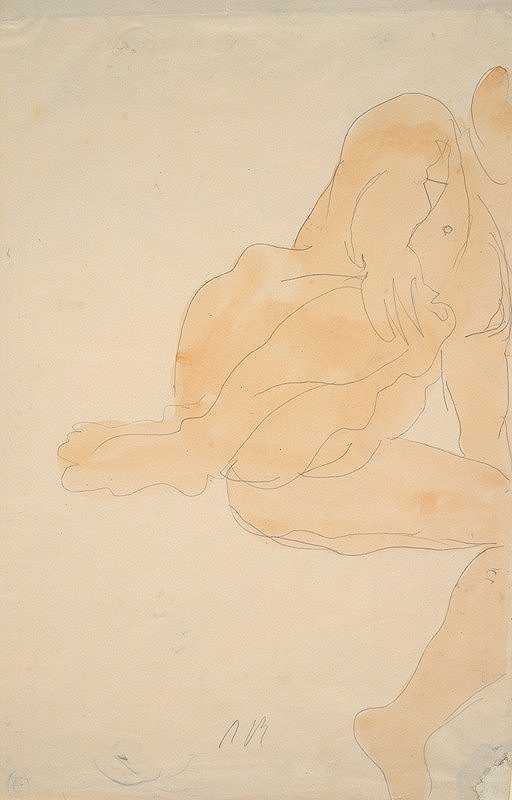 奥古斯特·罗丹的《裸体坐，膝盖抬高》