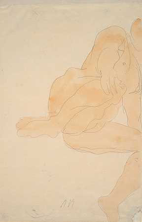 奥古斯特·罗丹的《裸体坐，膝盖抬高》