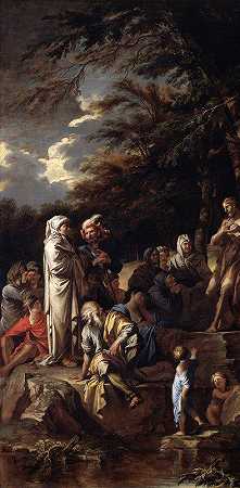 《施洗者圣约翰在荒野中的布道》，作者：救世主罗莎