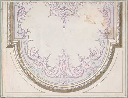 “纽卡斯尔公爵夫人小沙龙的天花板设计”，Hôtel Hope，朱尔斯·埃德蒙德·查尔斯·拉查伊斯著