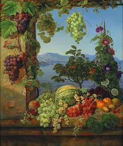克里斯汀·勒夫曼的《意大利风景中的水果》