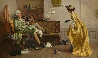 珀西·托马斯·麦奎德的《佩格·沃芬顿探访一个古怪的爱猫者》