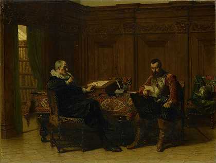 兰贝托斯·林格曼的《十七世纪室内的两个人，被称为“会议”》
