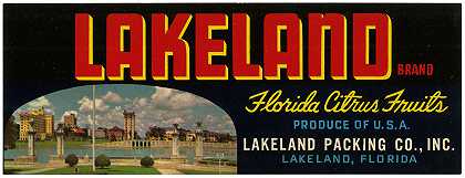 “Lakeland品牌佛罗里达柑橘水果标签”