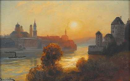 安东·拉瓦切克（Anton Hlavacek）的《Passau An Der Donau的日落》