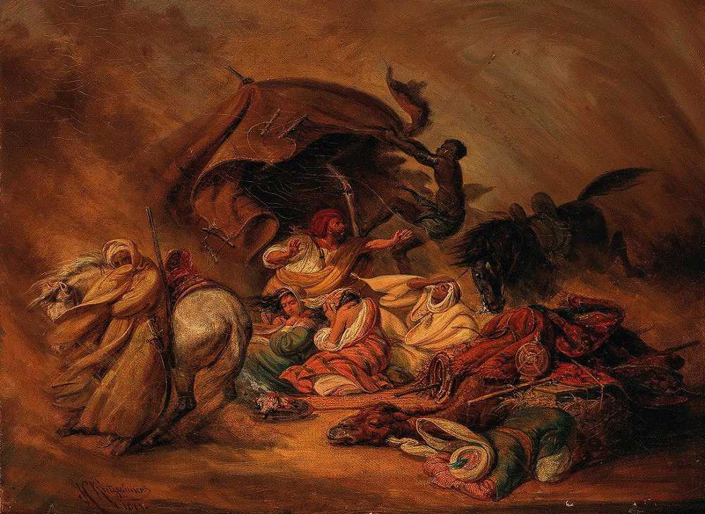 约翰·赫尔曼·克雷茨施默的《沙漠中的大篷车》