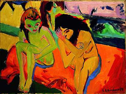 恩斯特·路德维希·凯尔希纳的《裸体女孩自娱自乐》