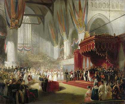 “1840年11月28日，尼古拉斯·皮内曼在阿姆斯特丹的尼乌韦角举行的威廉二世国王就职典礼