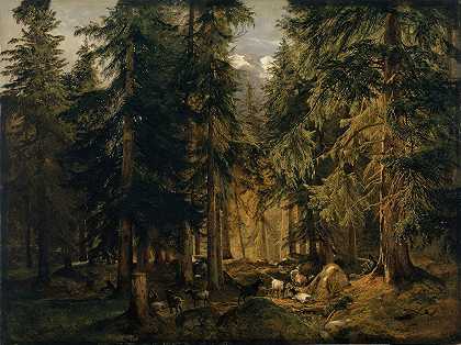 亚历山大·卡拉姆的《高山森林与羊群》