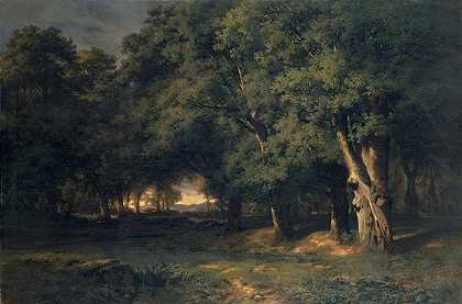亚历山大·卡拉姆的《猎鹿森林风景》