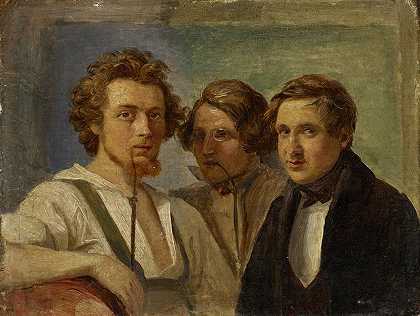 卡尔·恩格尔的《与朋友的自画像》（海片画家韦斯和约瑟夫·费伊）